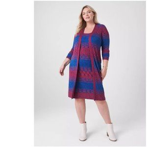 NWOT Lane Bryant Open-Front Duster - Blue & Pink Heather (14/16)